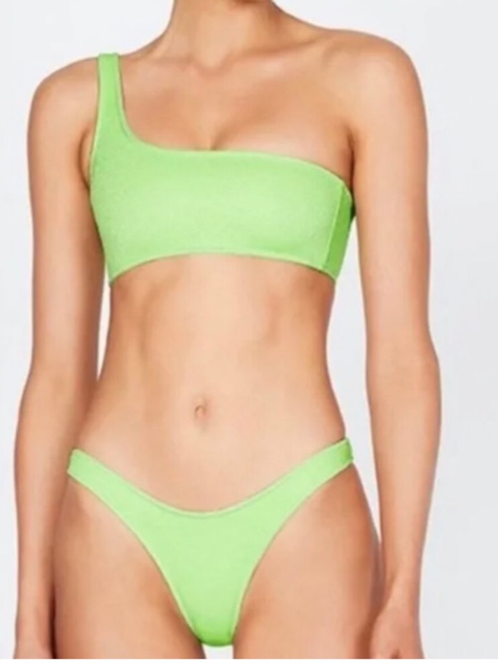 Triangl sparkle Melrose lime  Green One-Shoulder Bikini Set with bag NWT sexy S